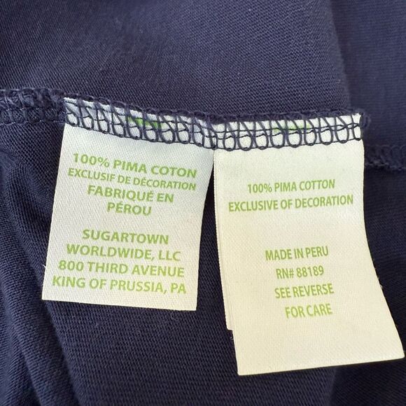 Lilly Pulitzer 100% Pima cotton Brewster Dress True Navy White Rope V Neck Sz L - Picture 7 of 9